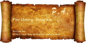Perlberg Avarka névjegykártya